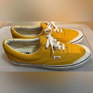 Vans Men’s Yellow Canvas Low-Top Sneakers with White Laces